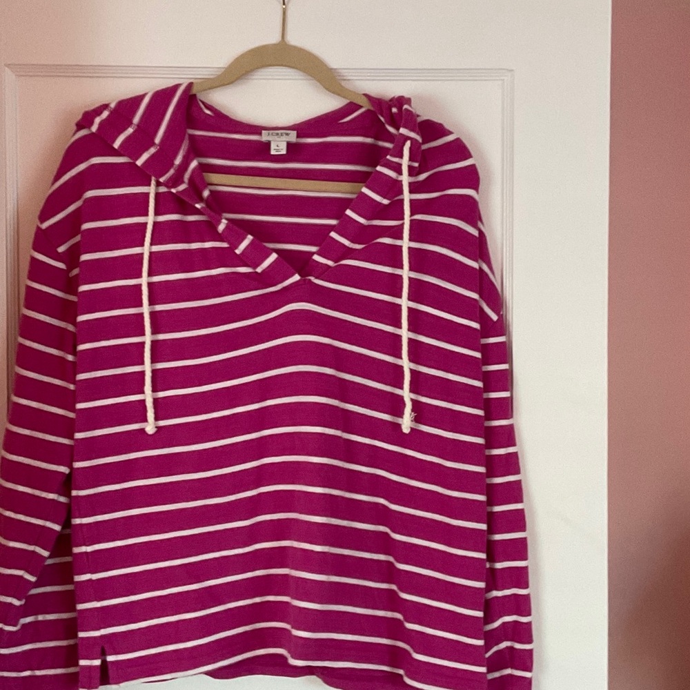 J. Crew Fuchsia and White Striped Top